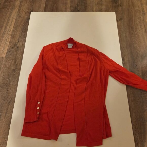 Chico Red Knit Sweater Open Cardigan with Accented Buttons on Sleeve - Size 0 - Picture 1 of 3